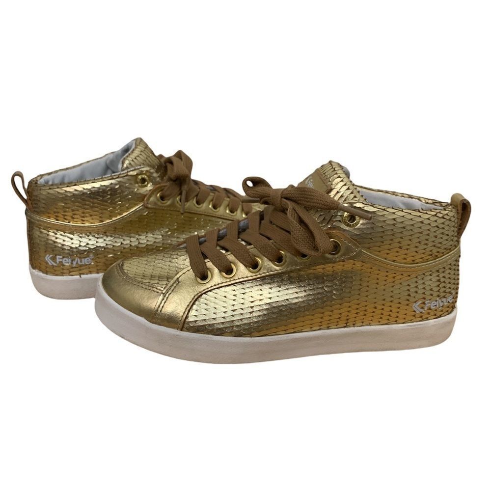 Feiyue Gold Dragon Scale Mid Top Sneakers - Size 6